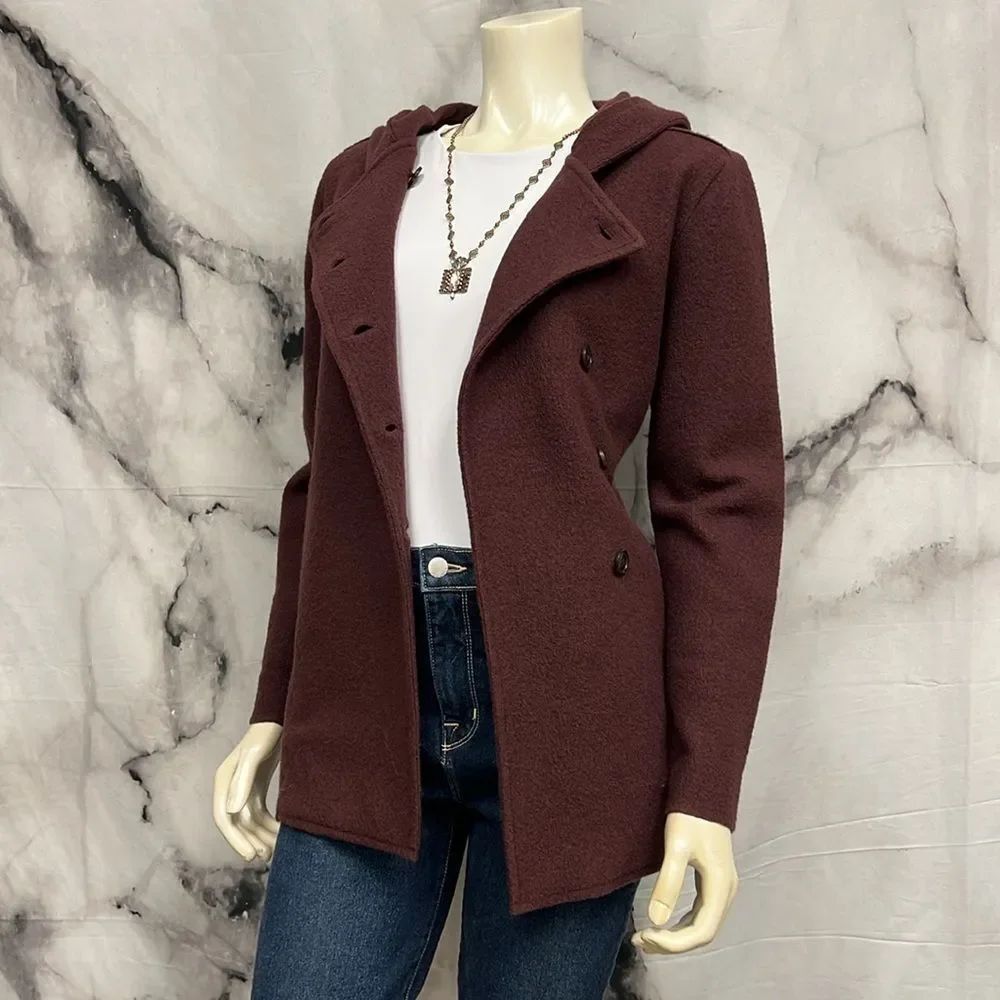 * Garnet Hill plum boiled wool jacket - Picture 4 of 8
